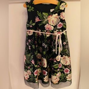 Girls Black Floral Helena Dress - Size 6